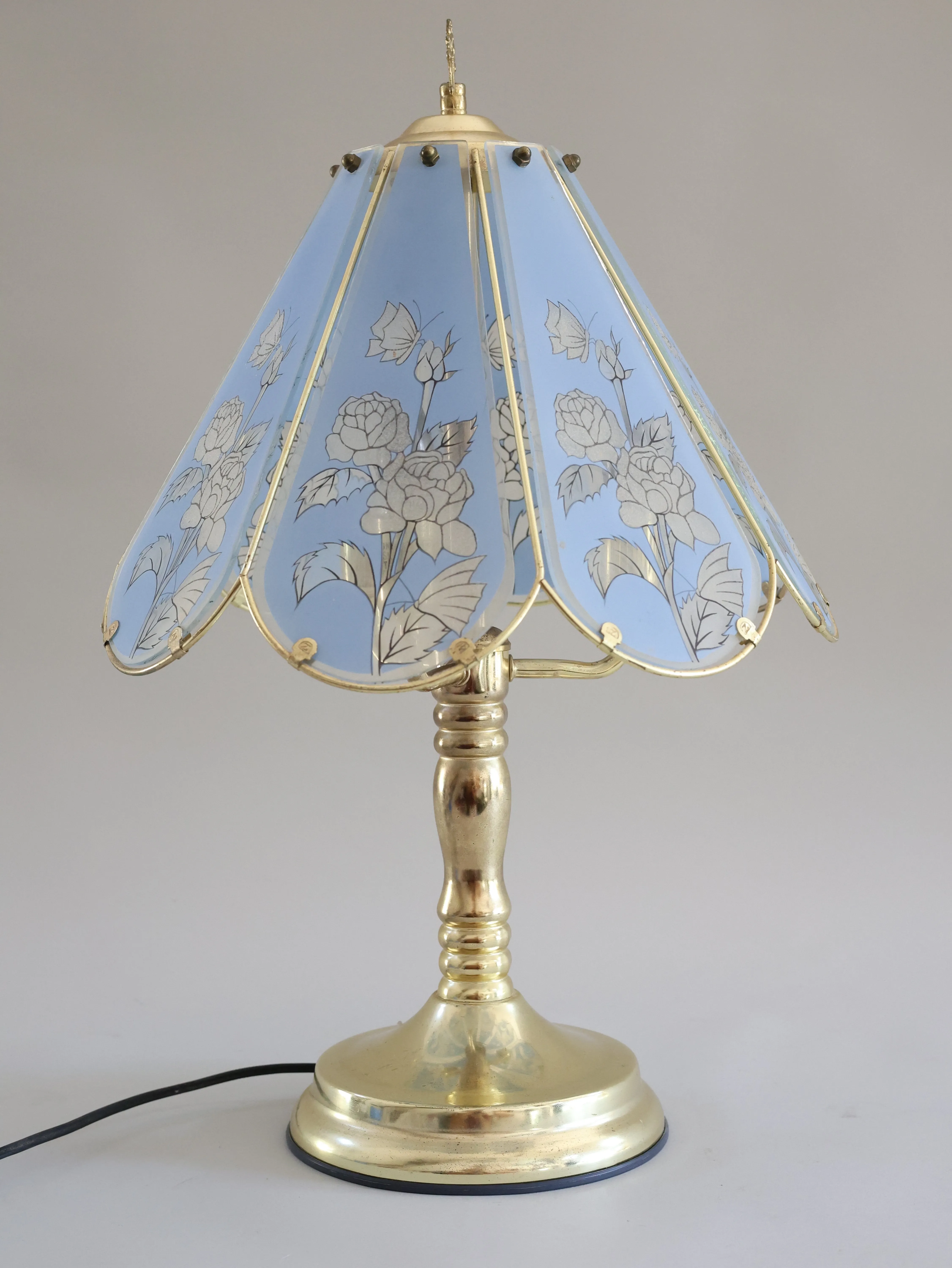 Blue Glass Gold Table Lamp