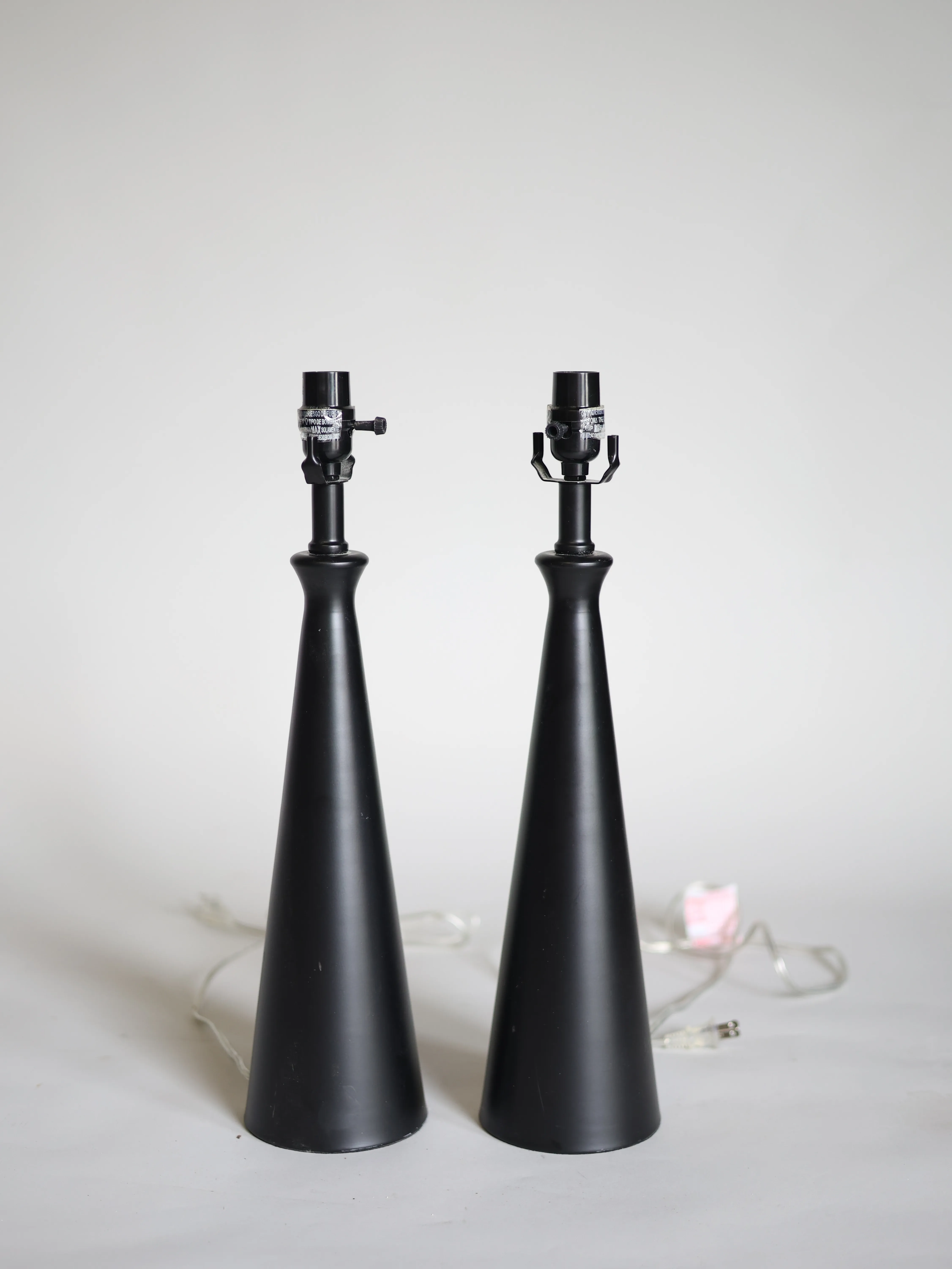 Pair of black matte table lamp bases