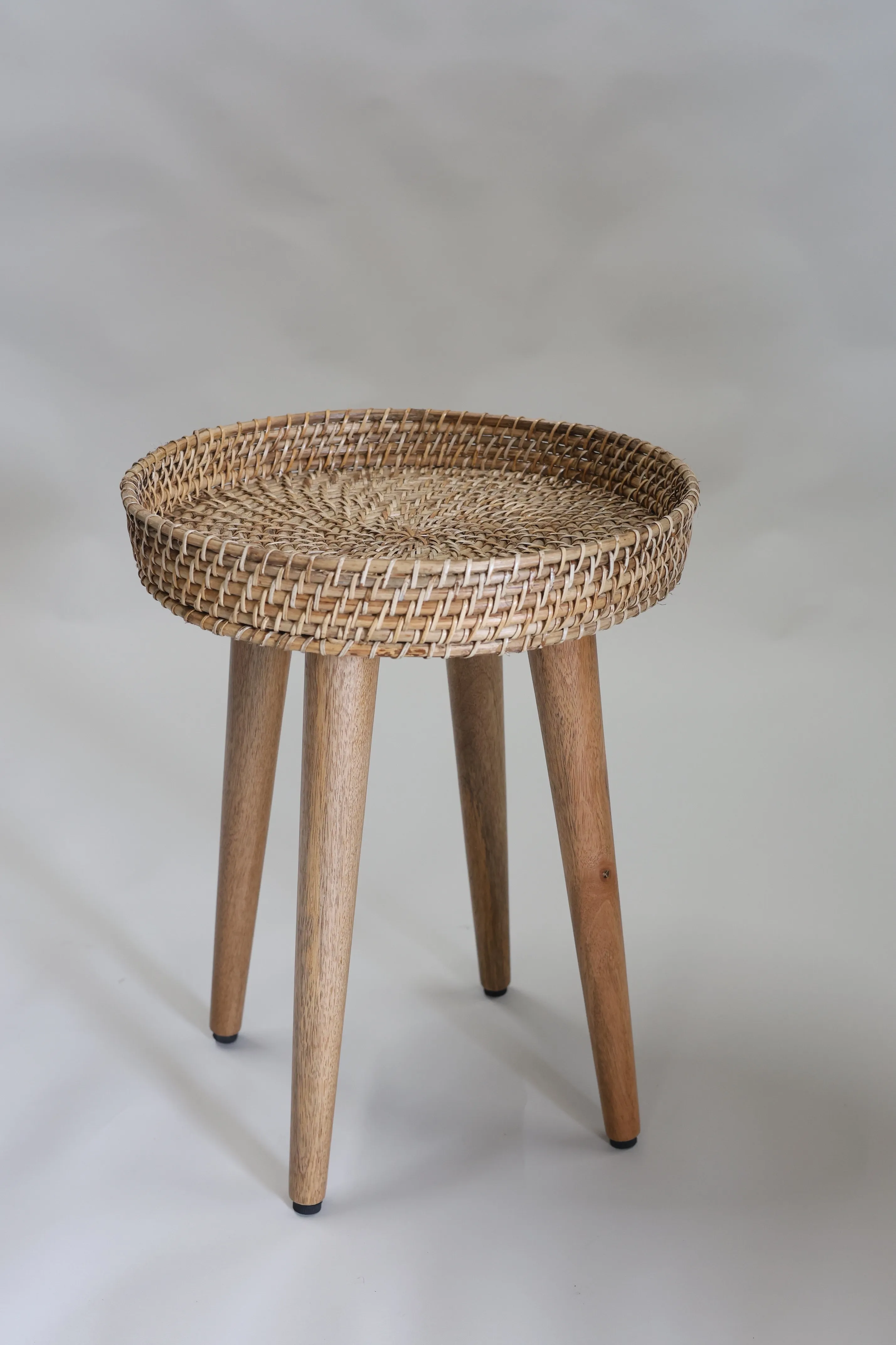 Rattan tray side table