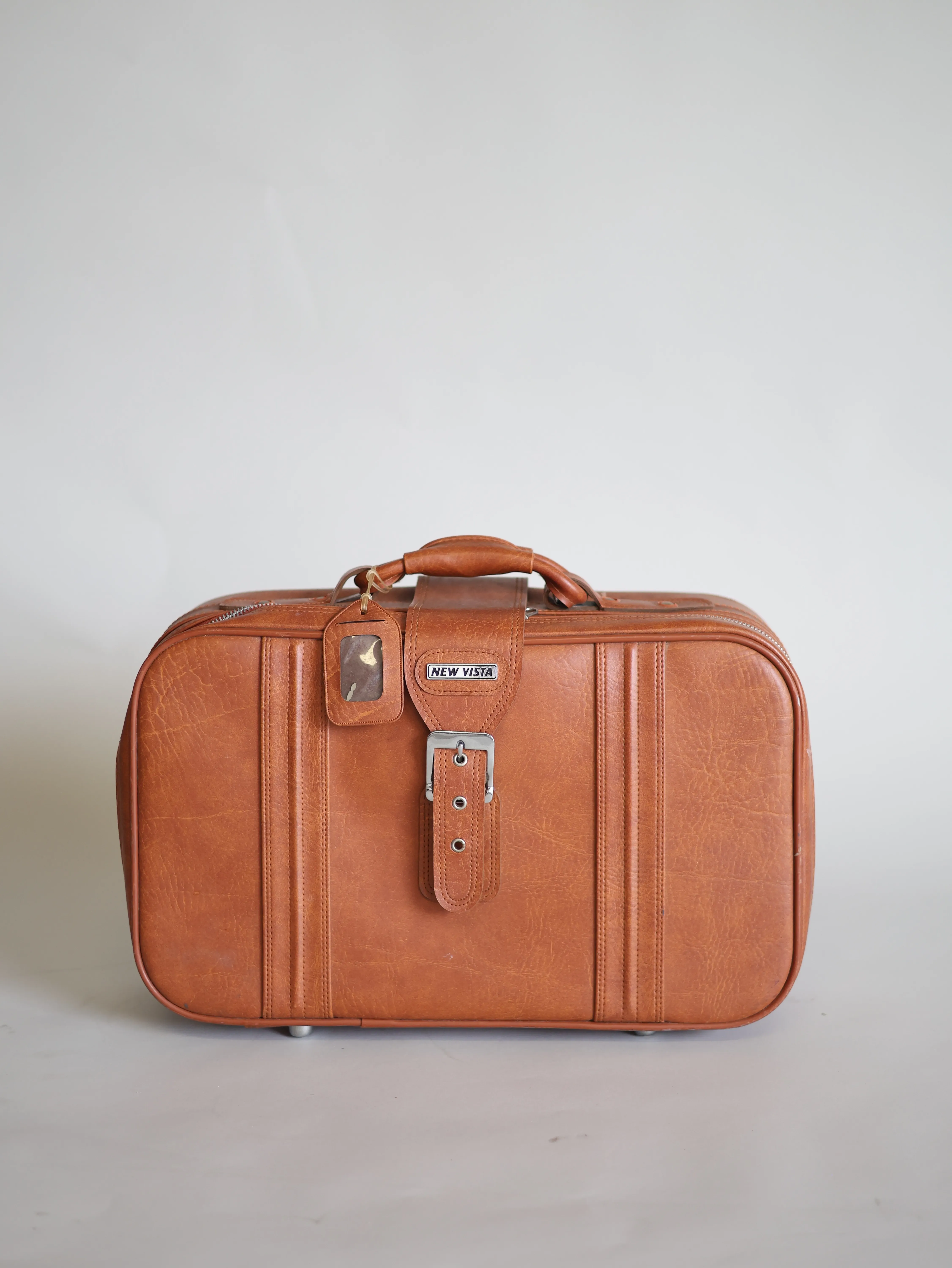 Brown leather soft suitcase