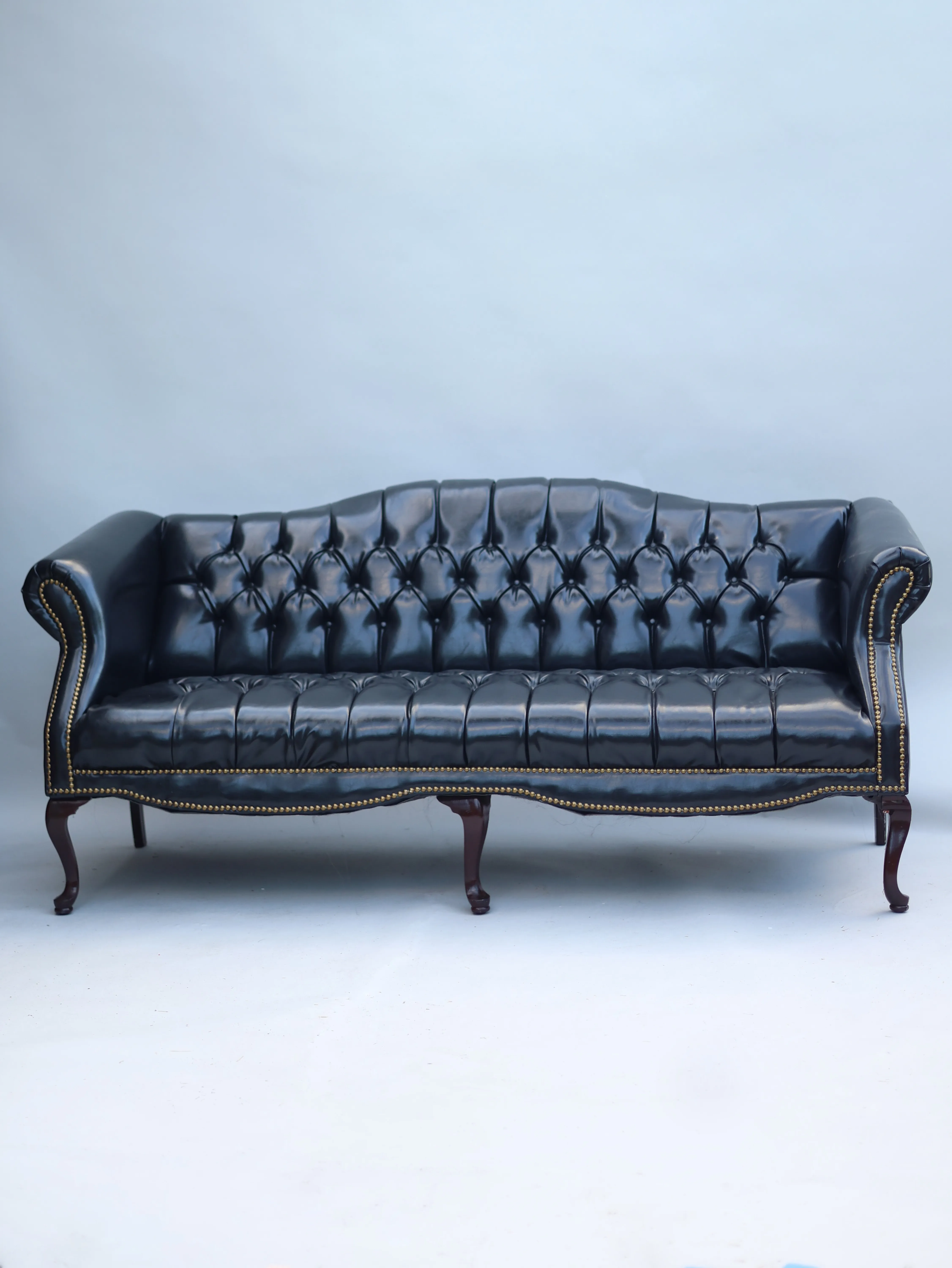 Oliver Black Leather Tufted Sofa