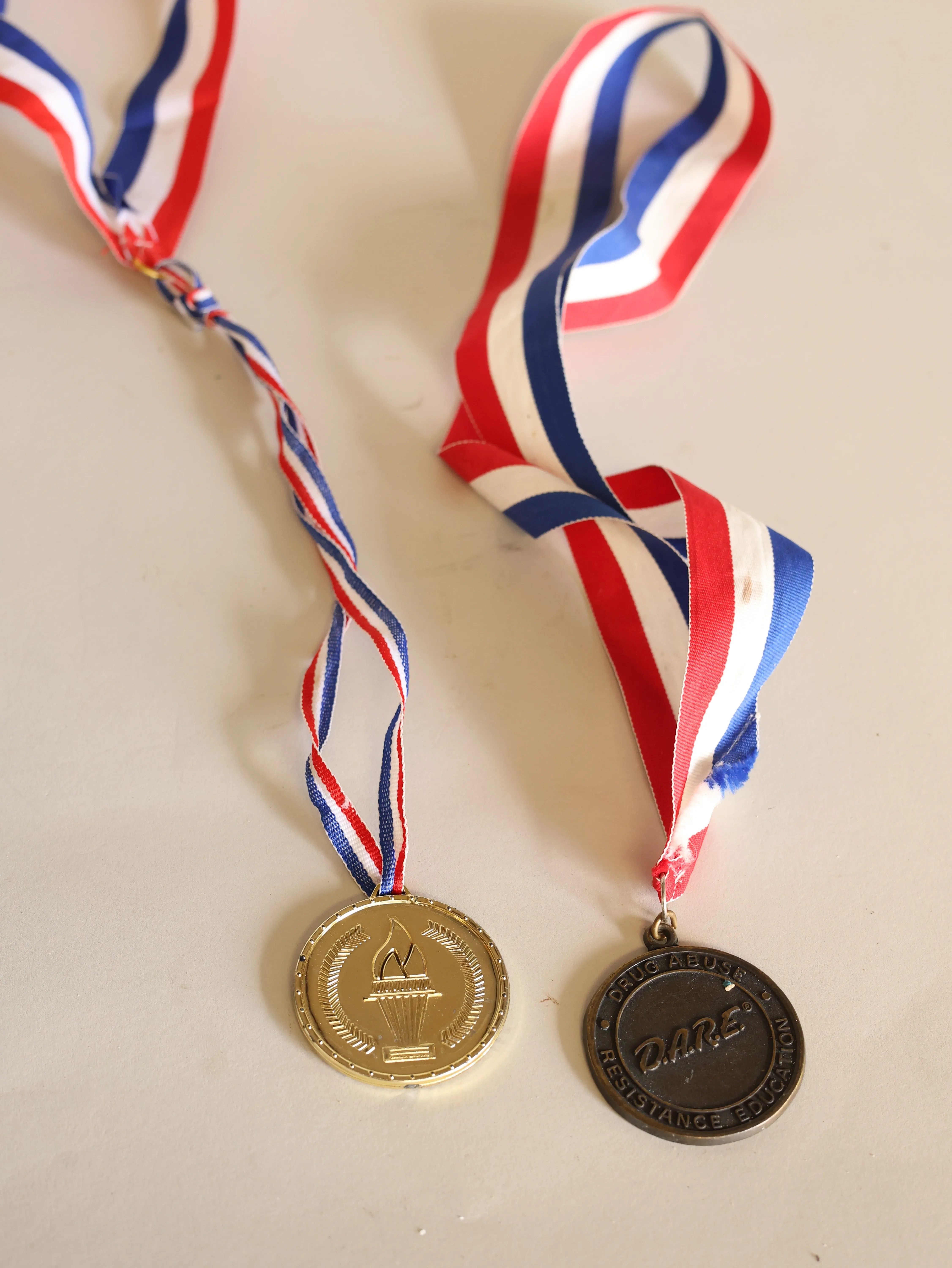 Red white and blue medals