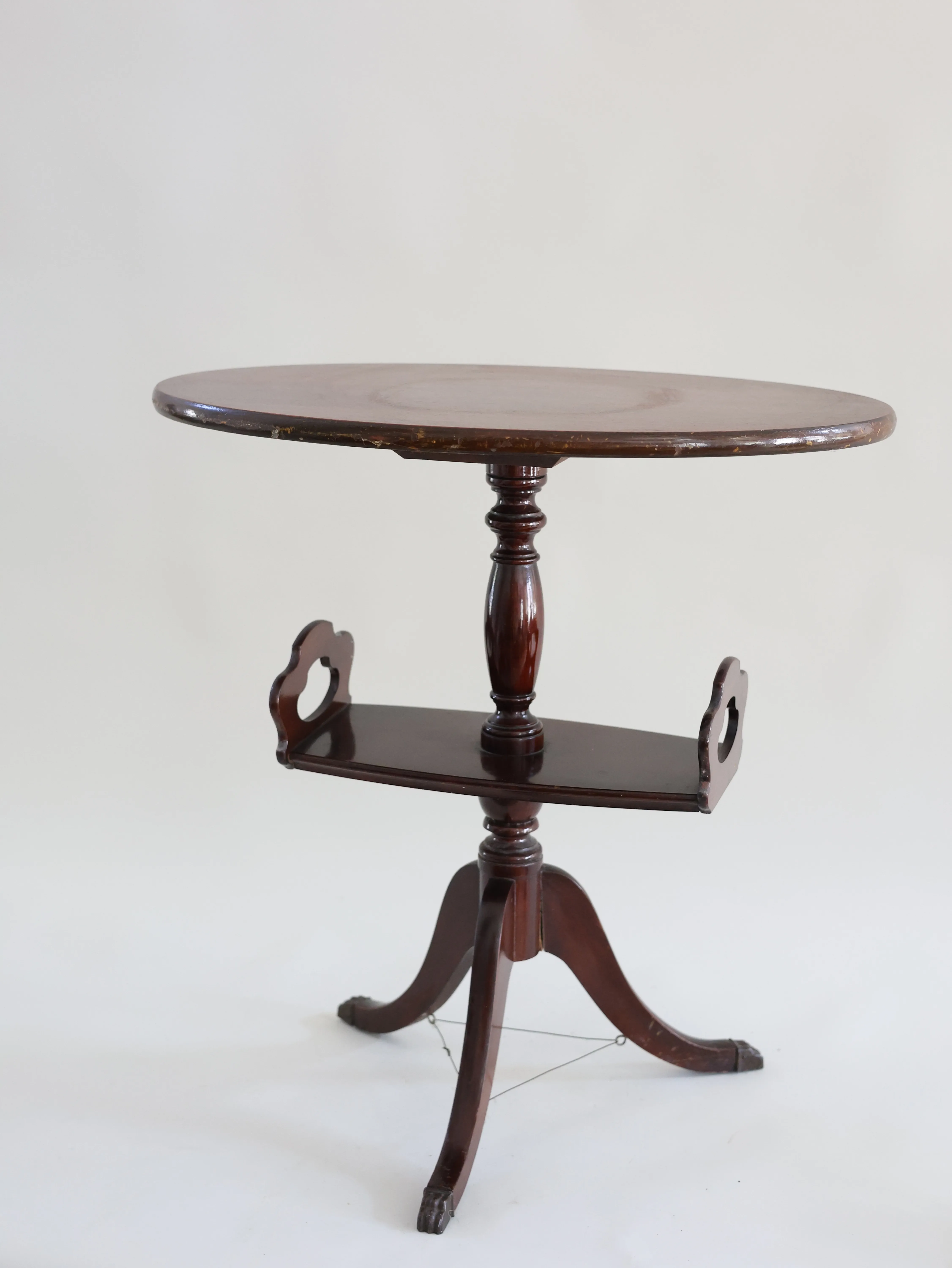 Antique Wooden 2 Level 3 Legs Side table