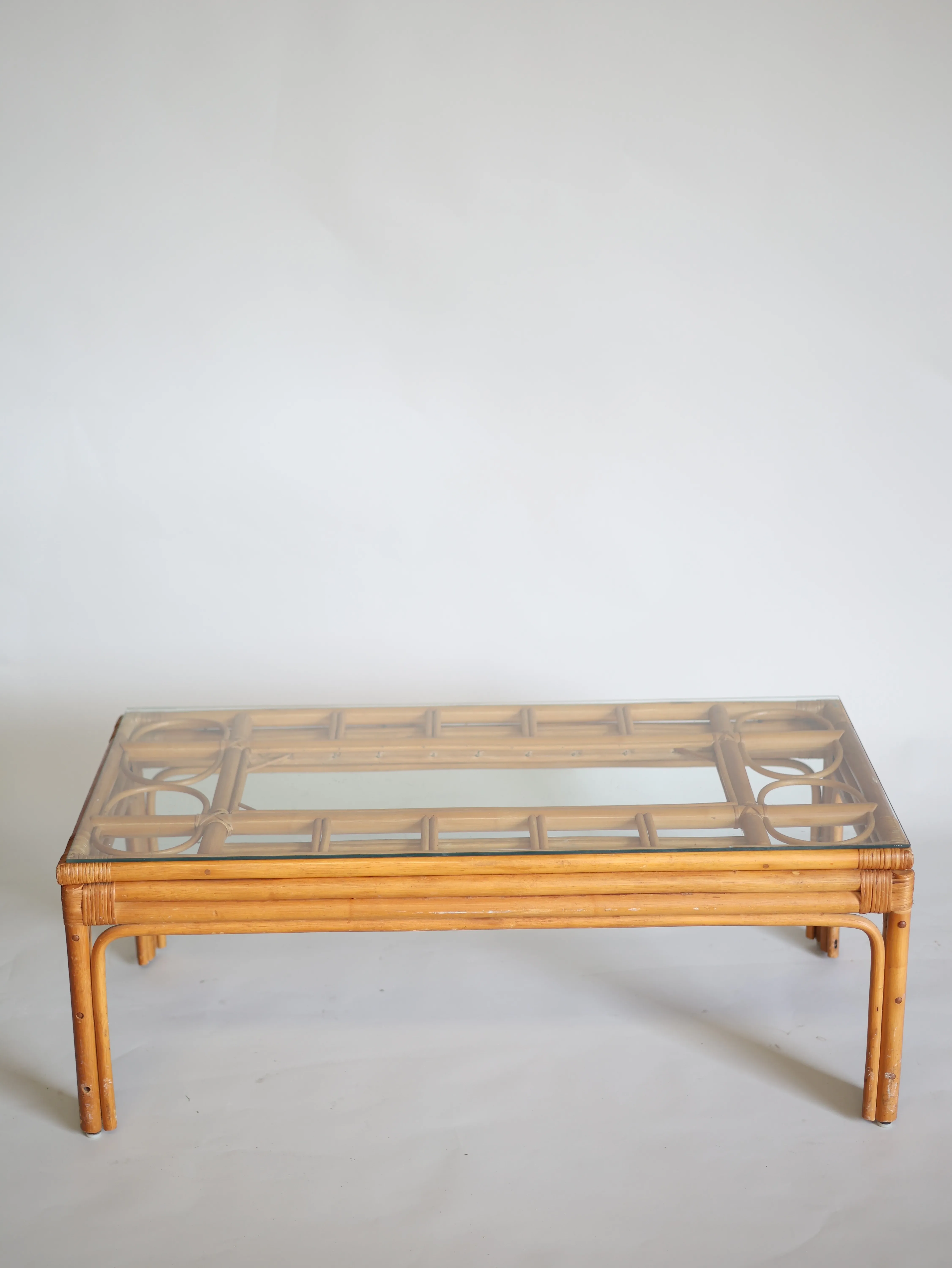 Rattan Glass Coffee Table