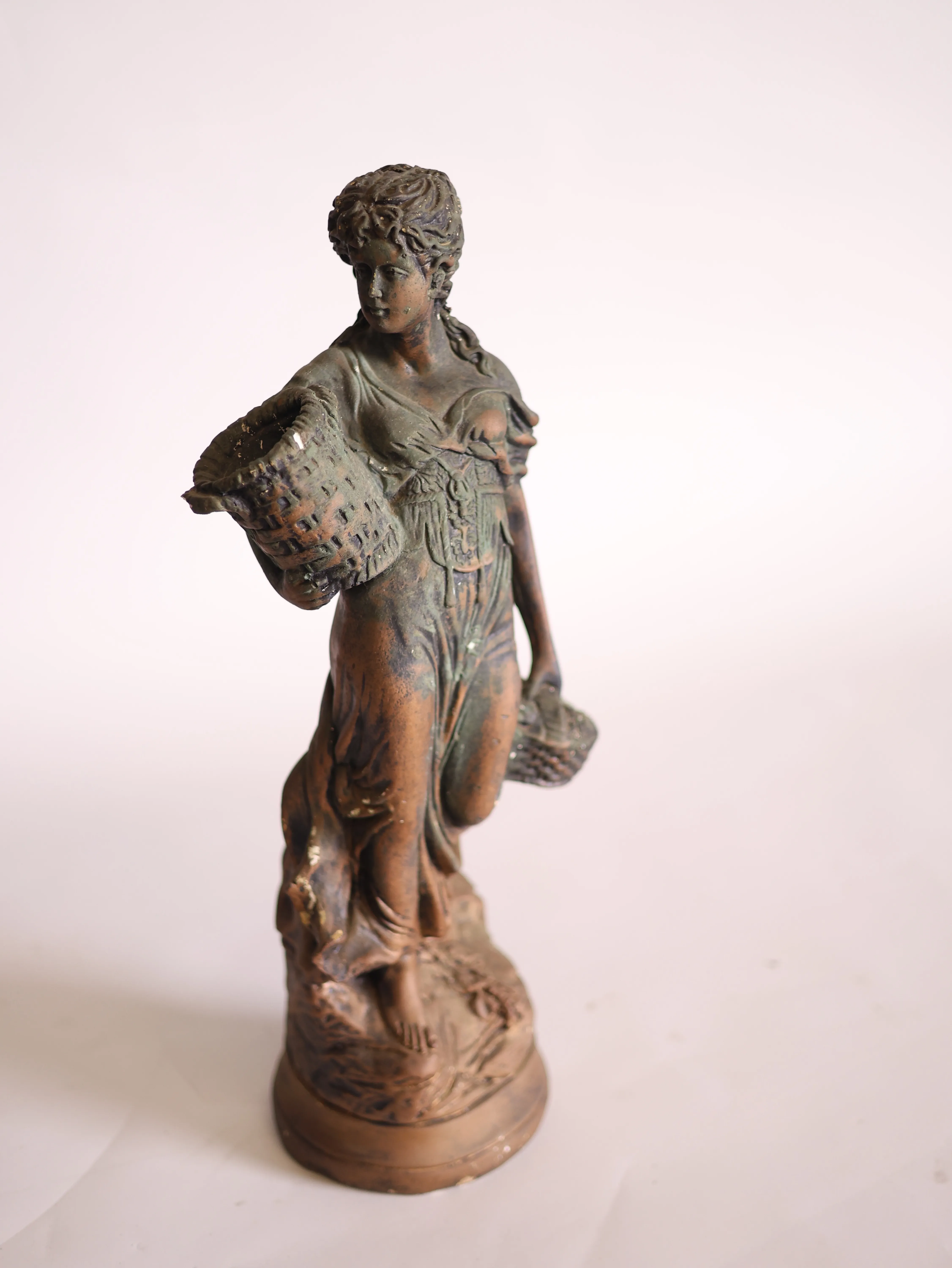 Women With Basket Statue Bronze