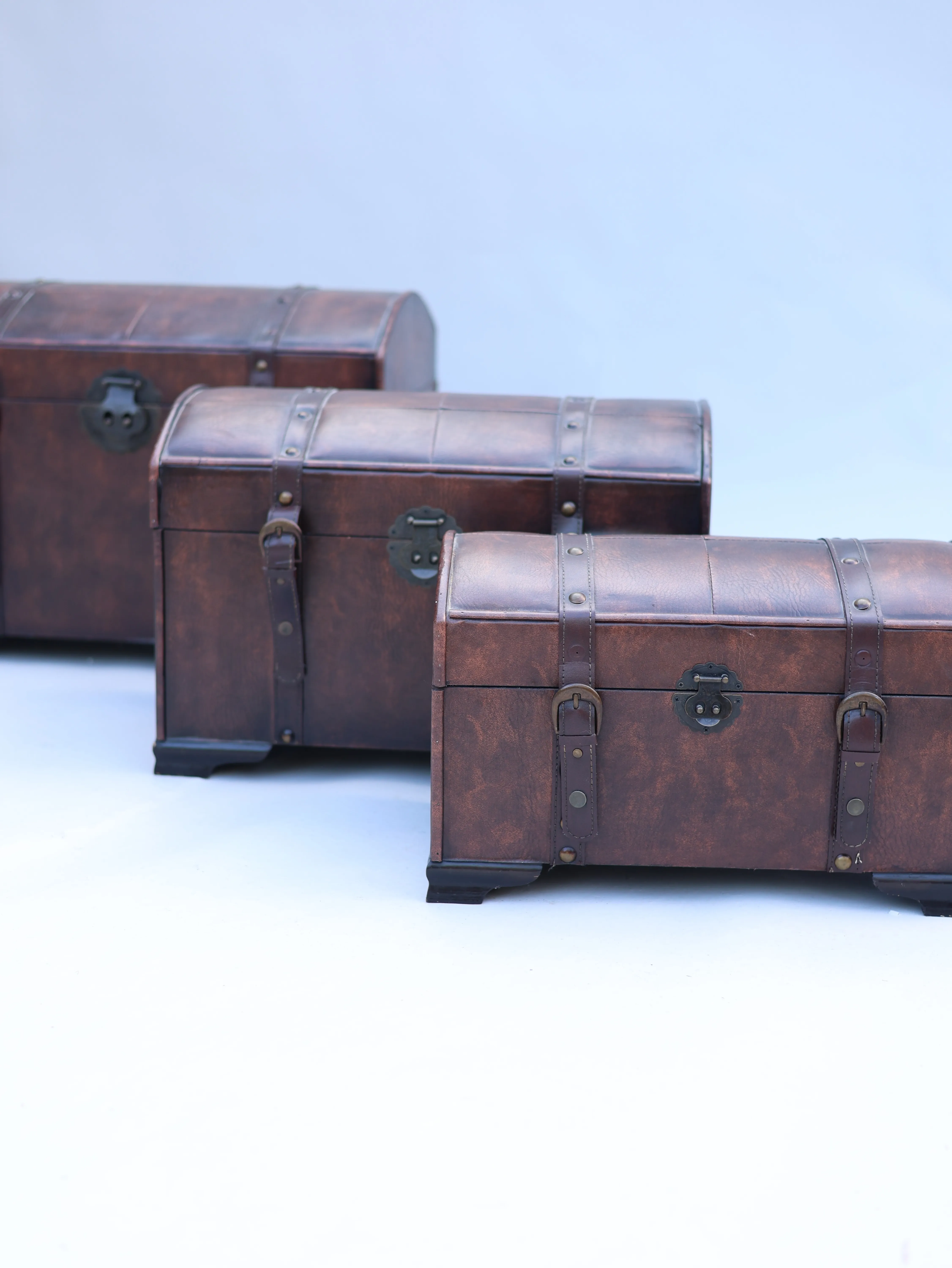 Leather Trunks Set Of 3
