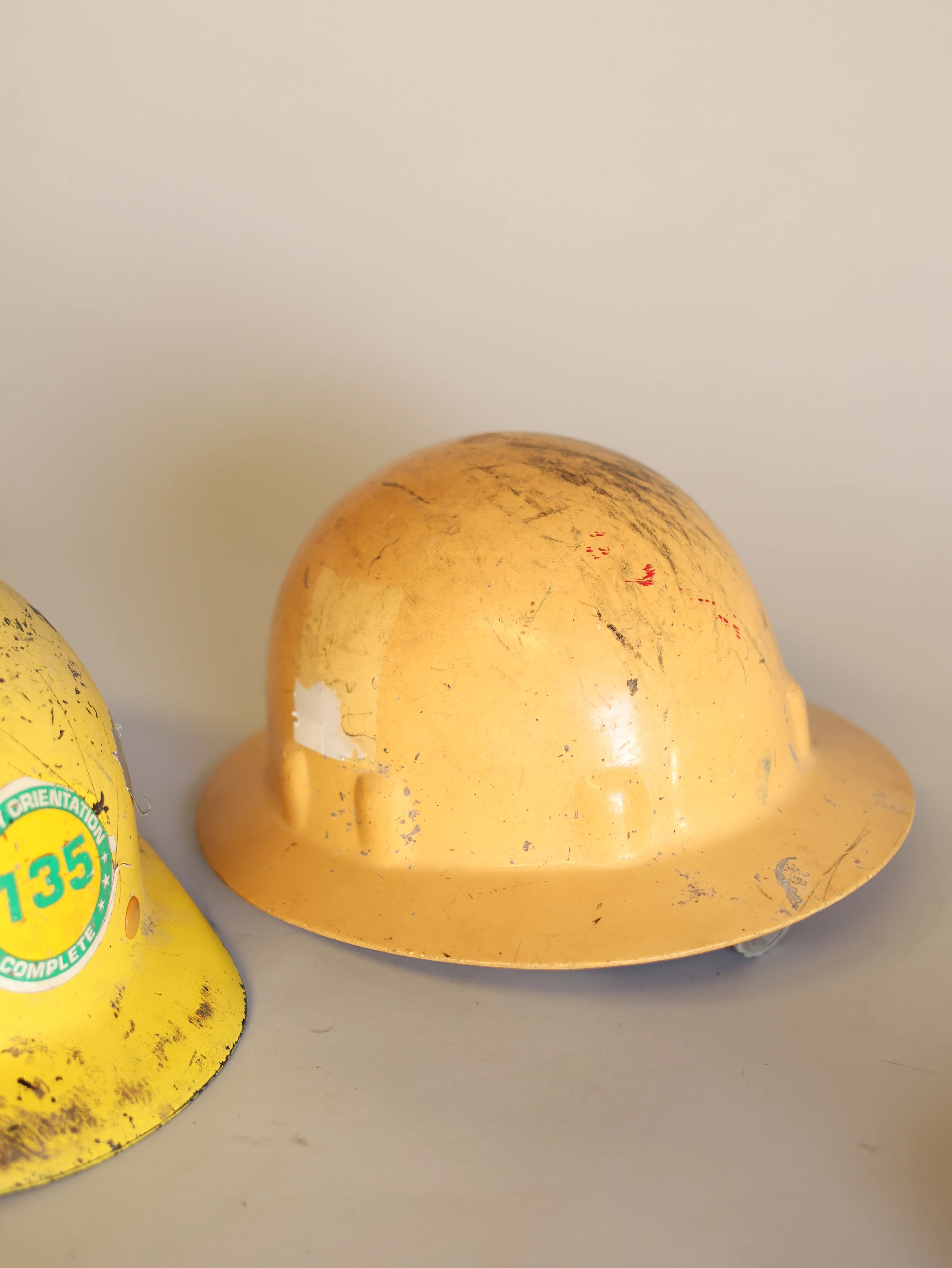 Used construction helmet yellow