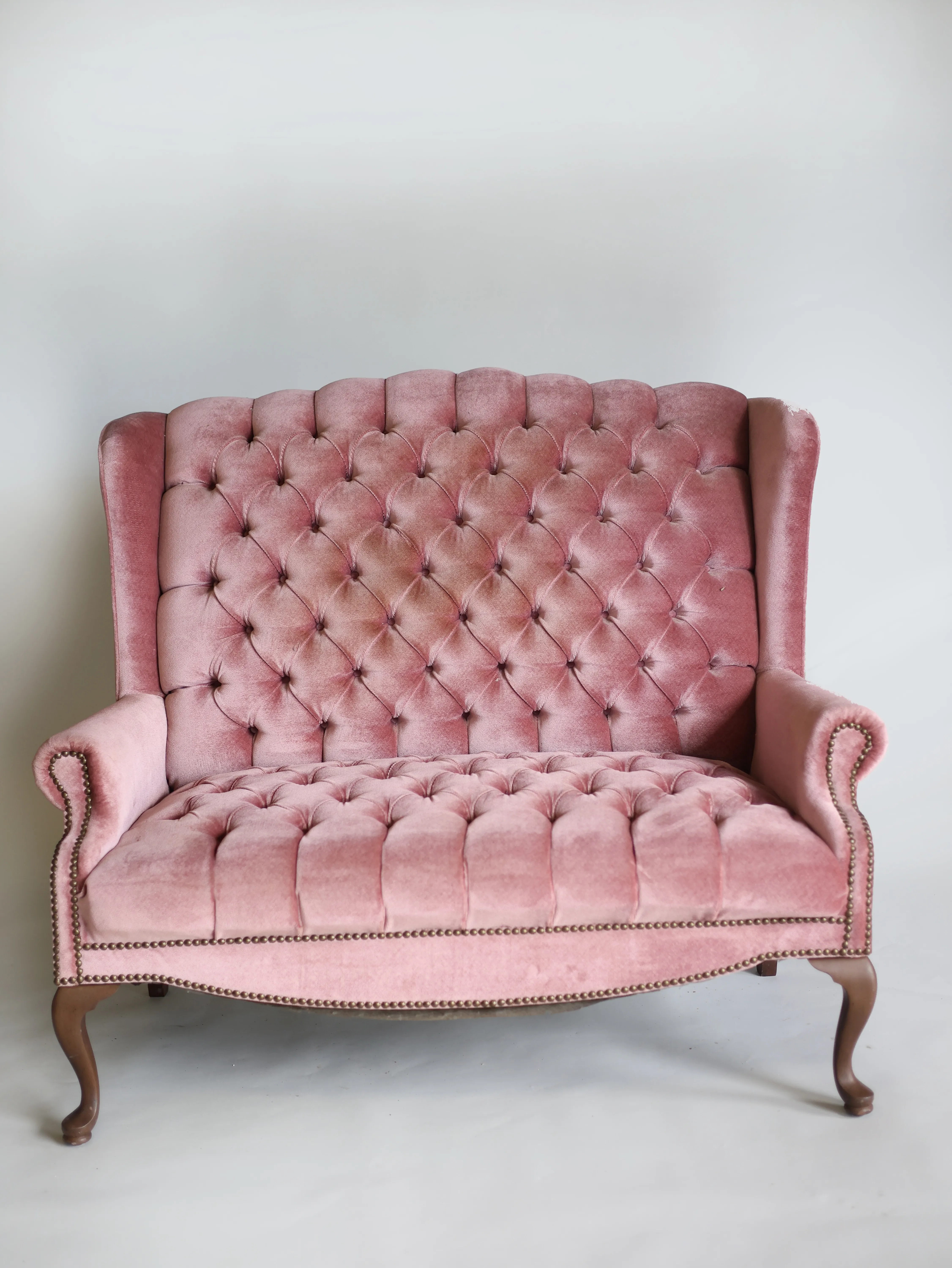 Adeline Pink velvet loveseat
