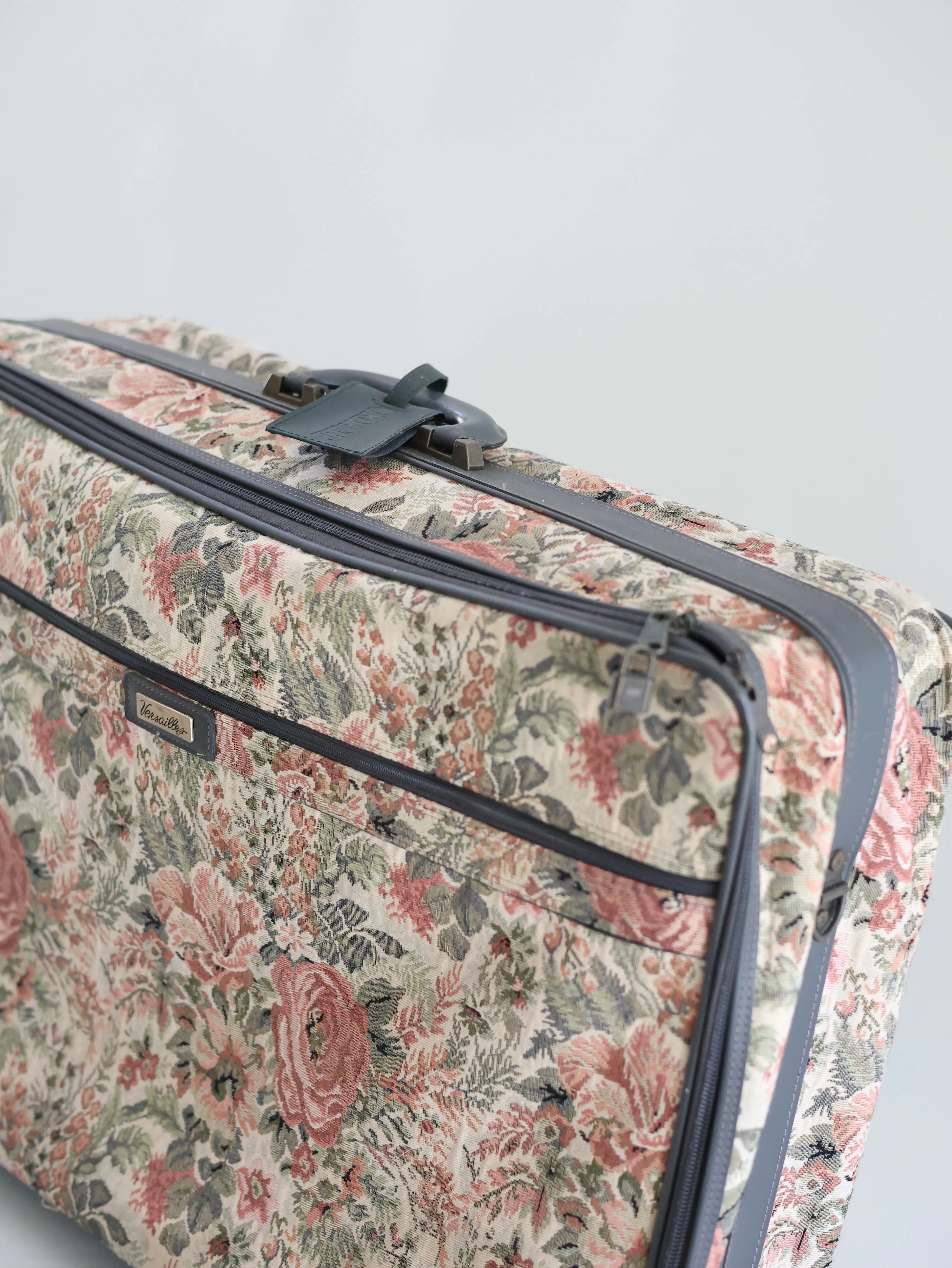 Floral Fabric Vintage Suitcase
