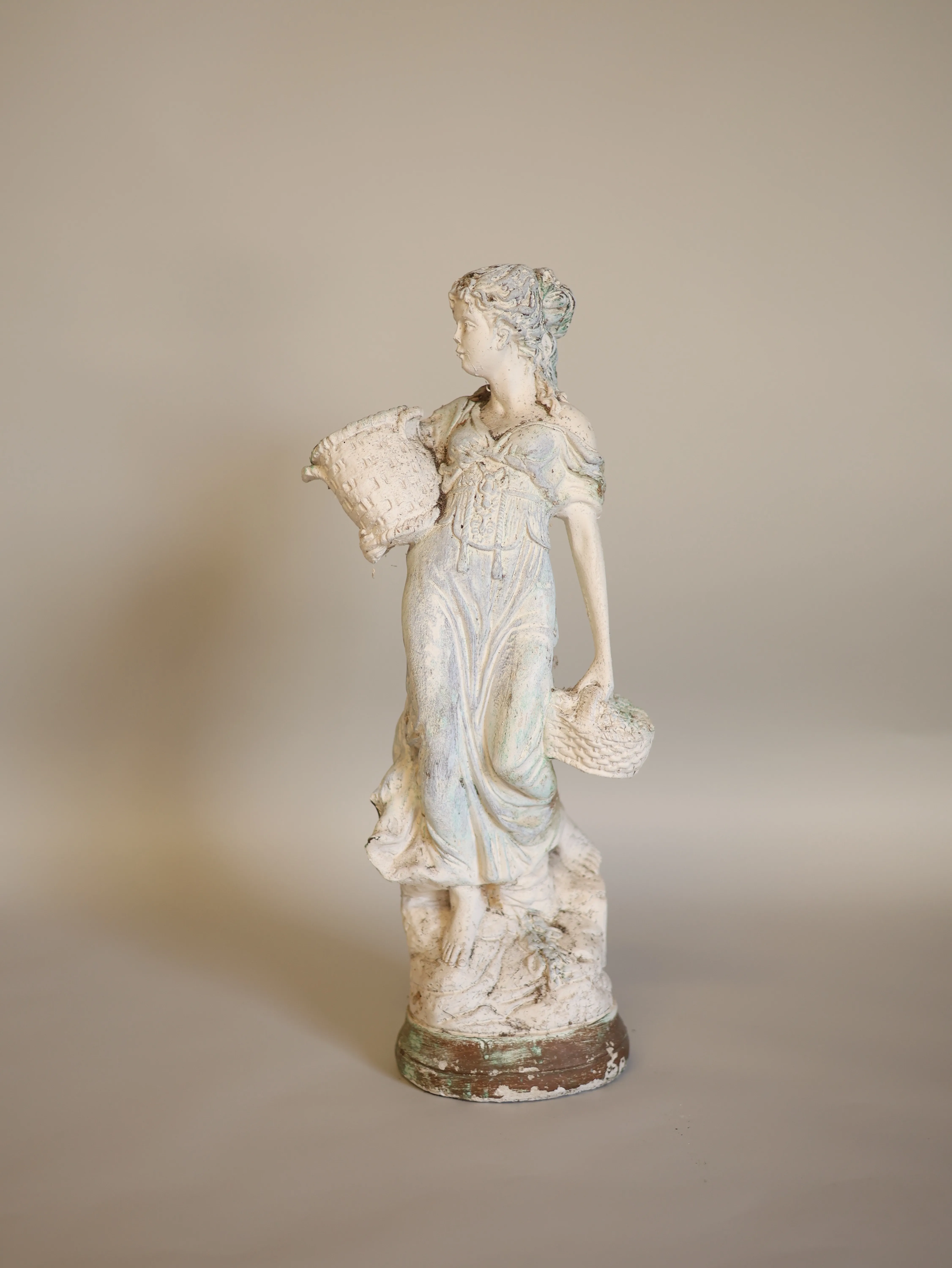 Women With Basket Statue White