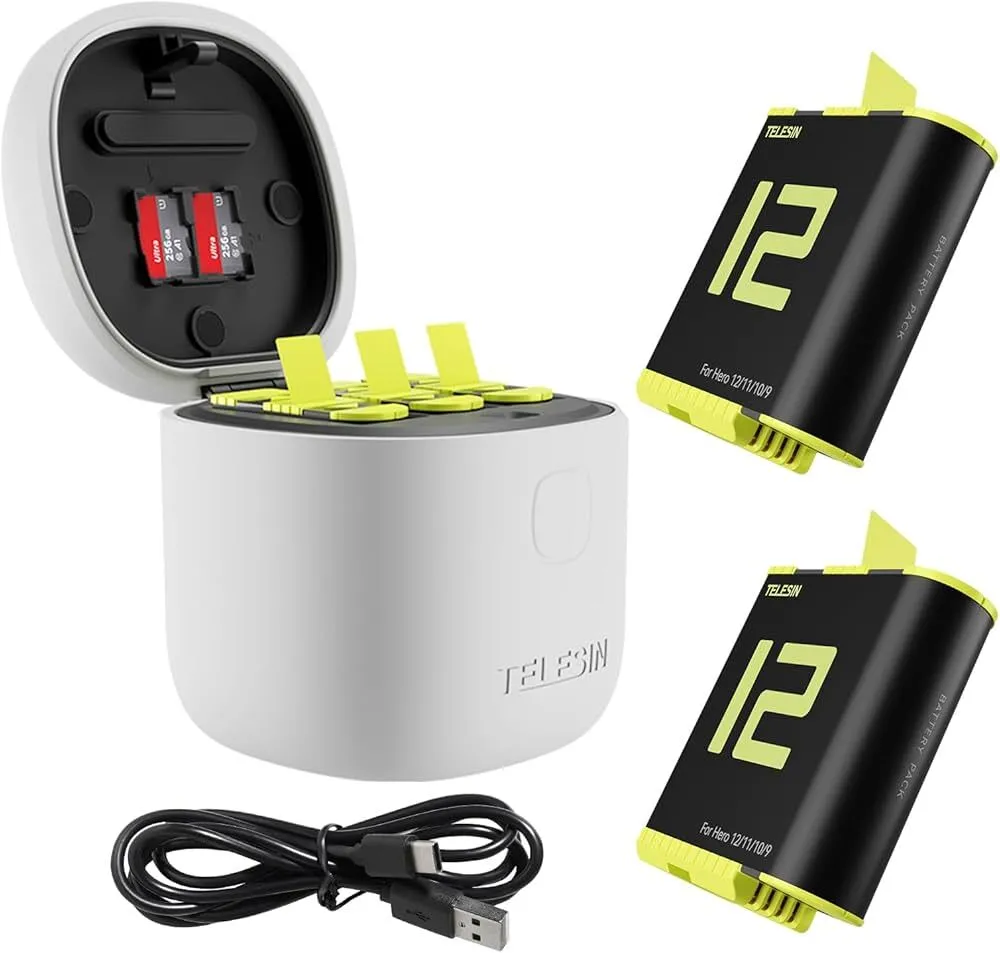 TELESIN Battery for GoPro Hero 11/10/9 Camera with 1750mAh Rechargeable Battery