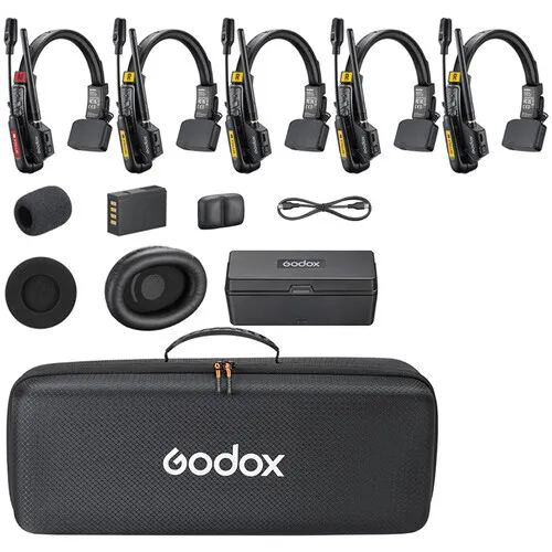 Godox SkyTalk Air 5S 5-Person Full-Duplex Wireless Intercom Headset System (2.4 GHz)