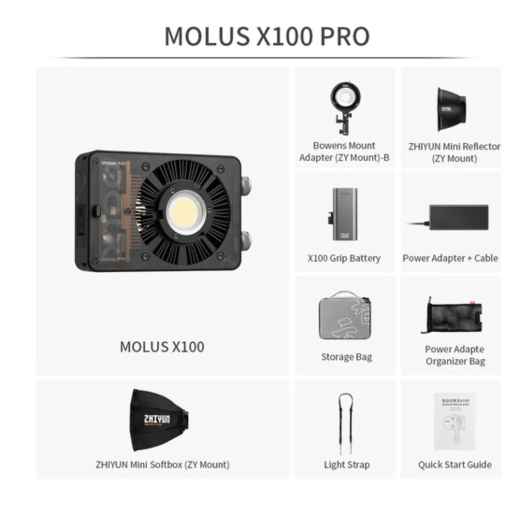 Zhiyun MOLUS X100 Bi-Color Pocket COB Monolight (Pro Kit)