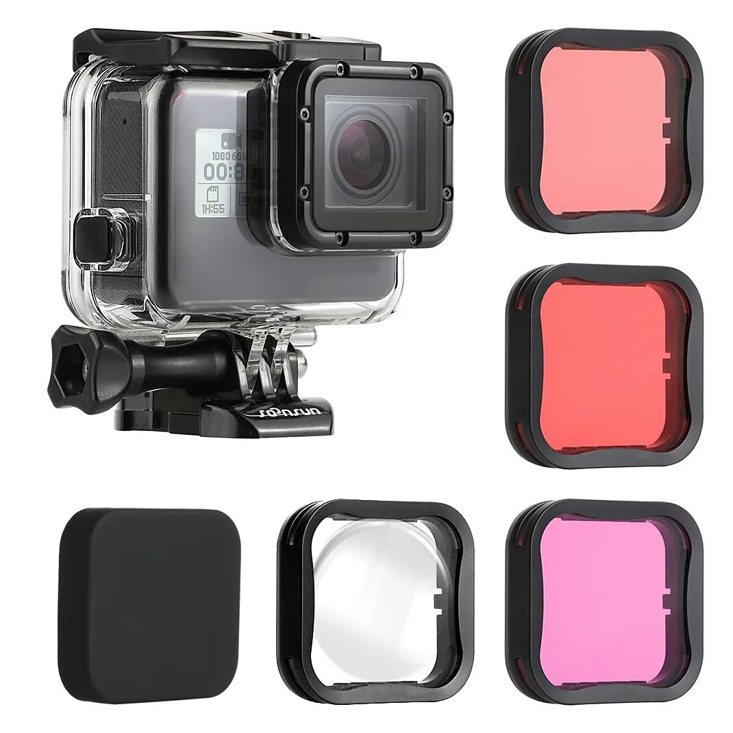 Gopro 60M Underwater Diving Waterproof Housing Case + Dive Color Lens Filter Kit