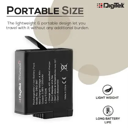 DIGITEK Platinum Battery For Gopro 7 , 8 1250mAh 