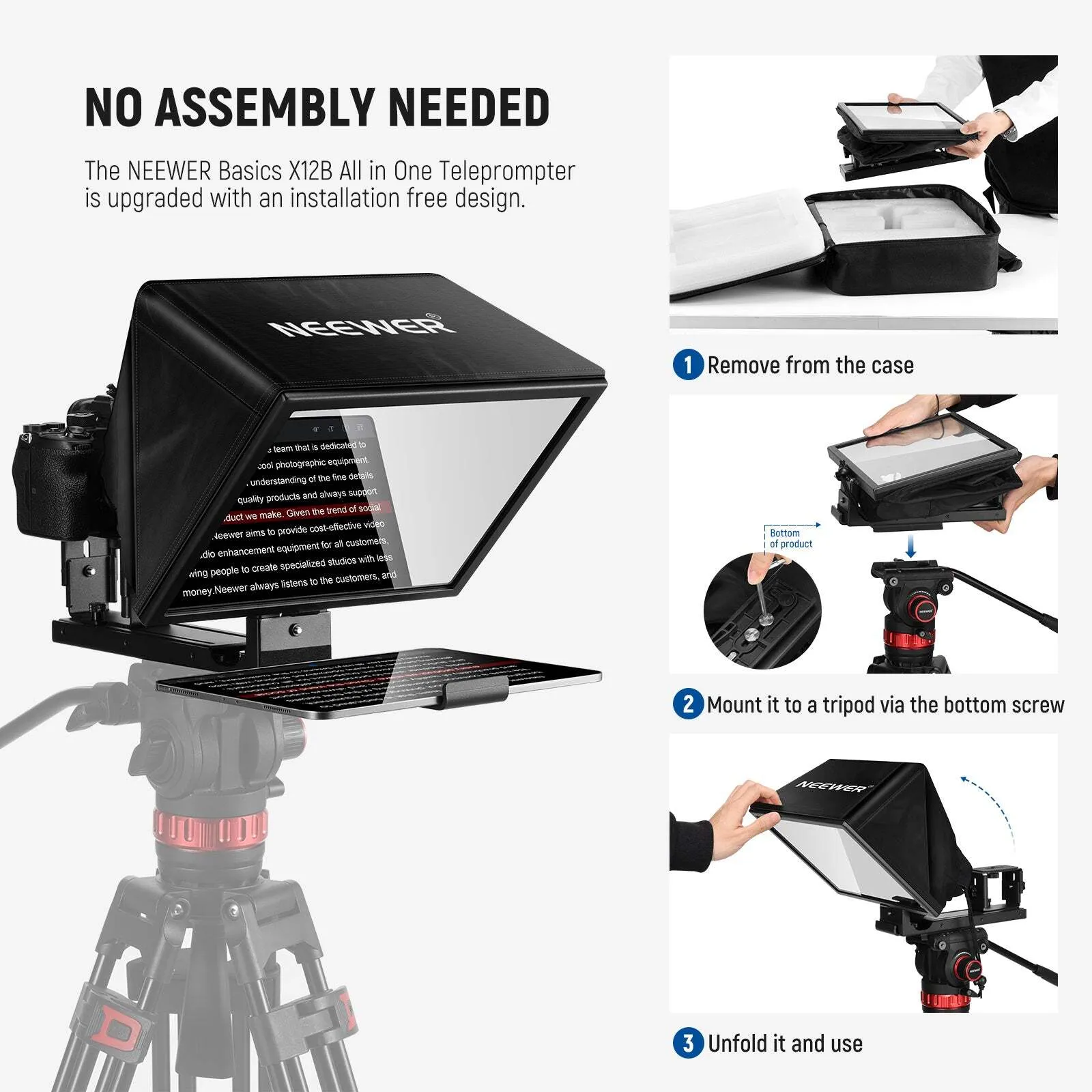 Neewer X12 Aluminum Alloy Teleprompter with Remote ( With Tablet & Tripod )
