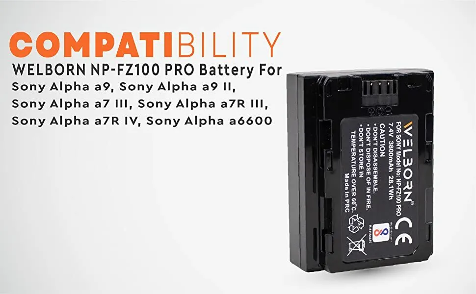 Welborn NP-FZ100 Pro Battery Pack (3800 mHz)