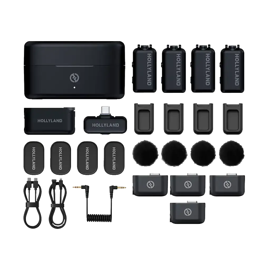 Hollyland LARK MAX 2 Combo 4-Person Wireless Microphone System for Cameras and Mobile Devices (Space Gray, 2.4 GHz)