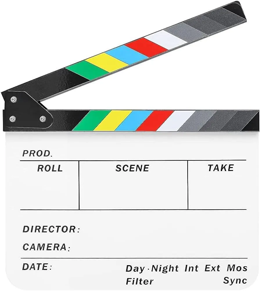ZIBUYU® Movie Clap Board Stage Prop Acrylic Studio Camera Photography Director Film Clapper Board 