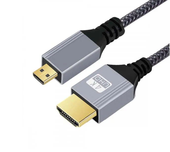 4K micro HDMI to HDMI Cable, High Speed HDMI 2.0 Nylon Braided Cable,