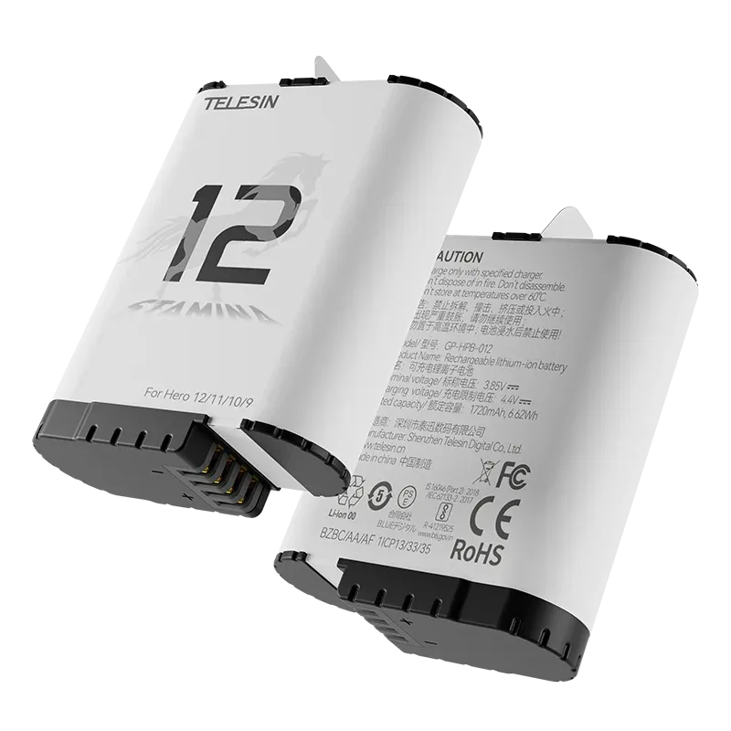 TELESIN Enduro Battery 1720mAh Super Long Lasting for GoPro Hero 11/10/9 Black ( White )