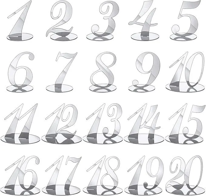 Silver Acrylic Table Numbers 1-20