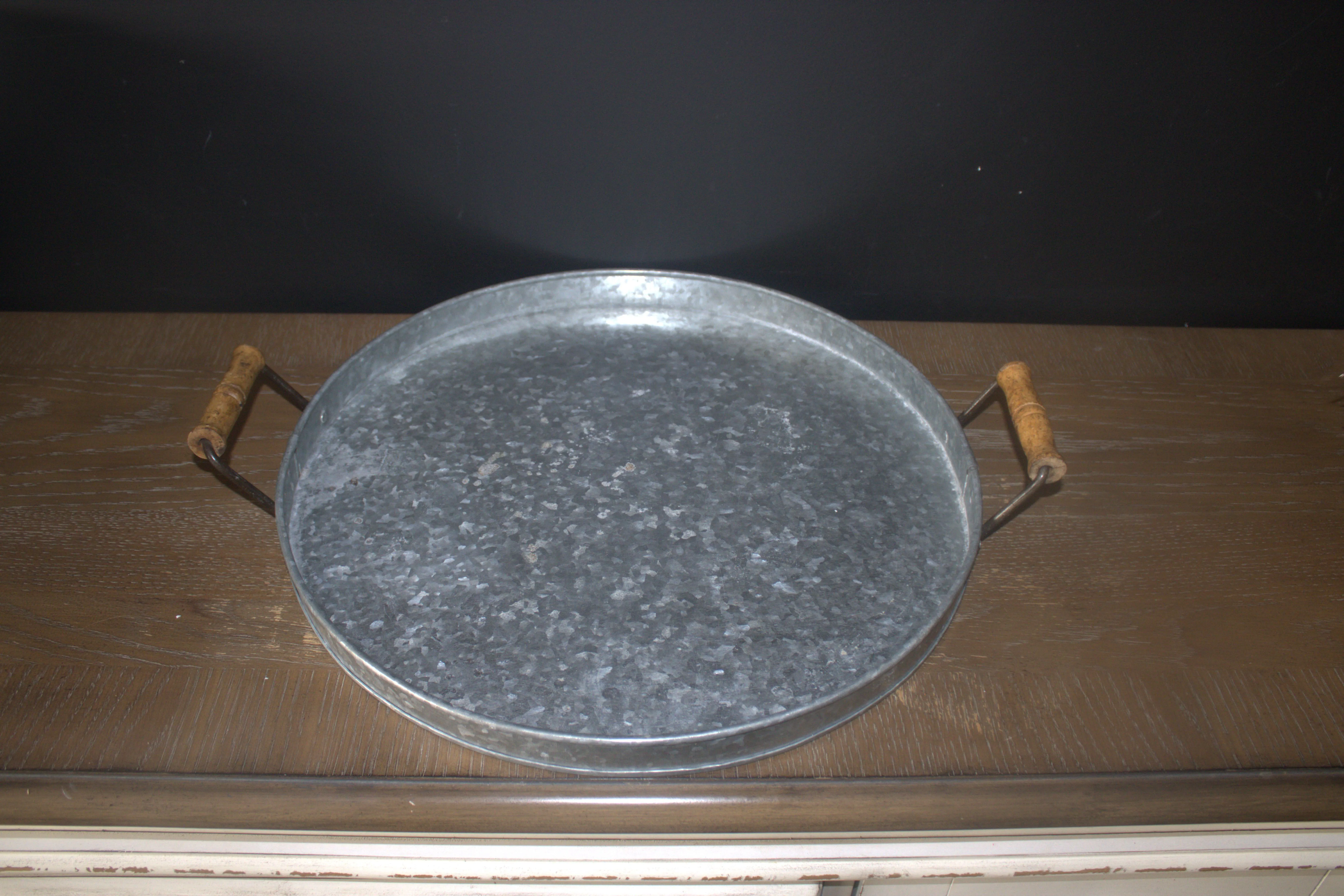 Galvanized Round Serving Tray