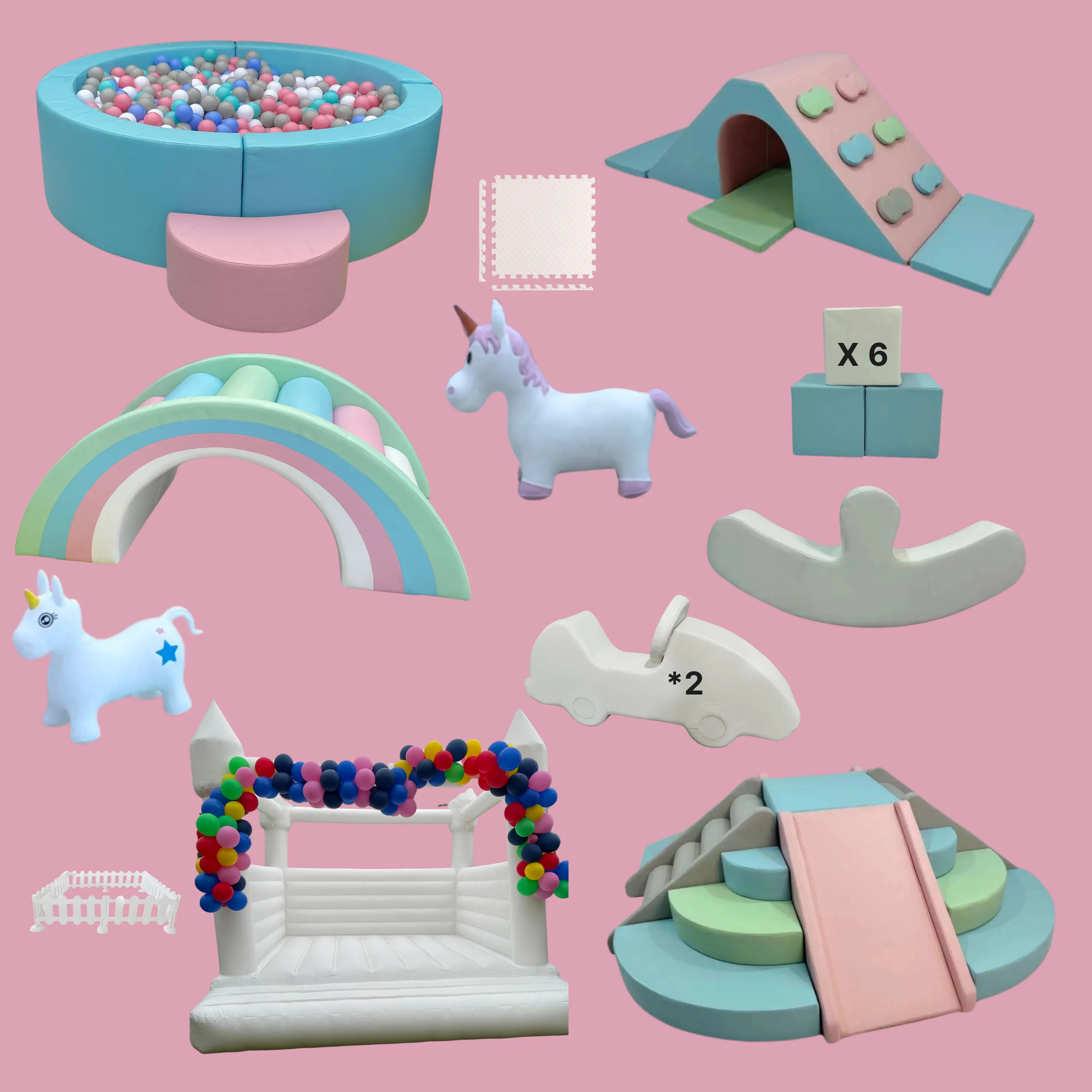 Full Set Boujee Softplay Package Hire – with 10ft Bouncy Castle ( 13 items)