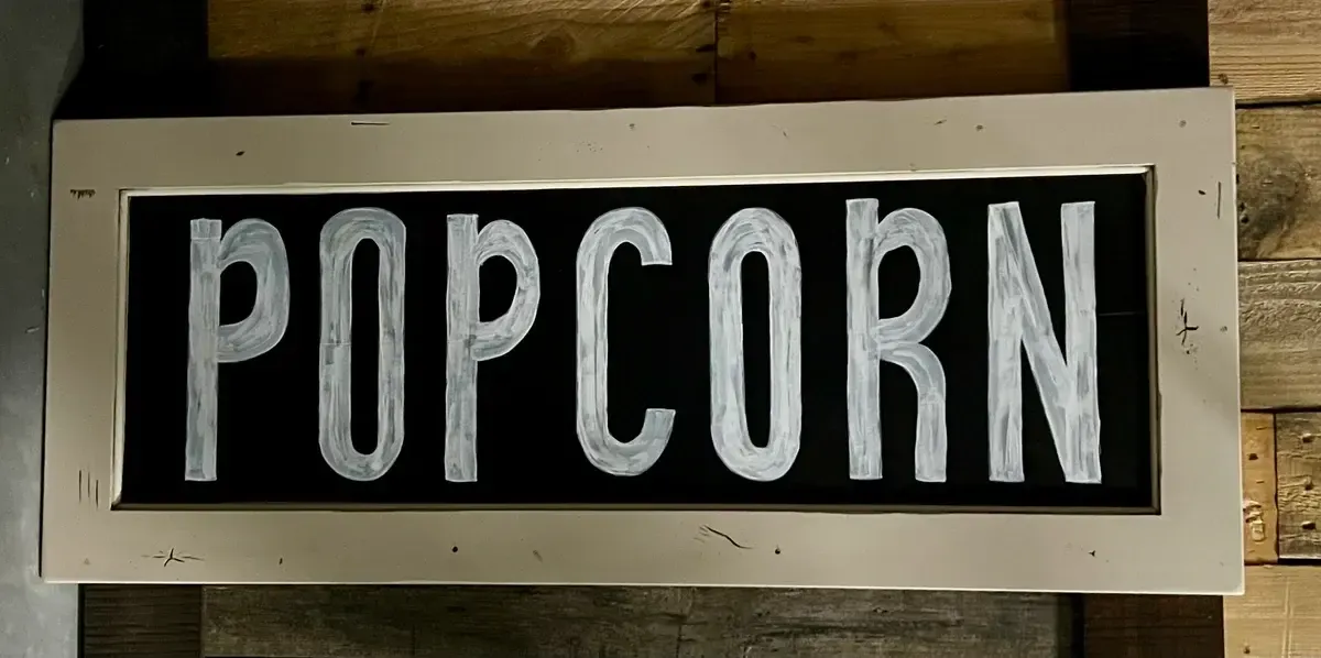 Popcorn chalkboard style sign 18"x44"
