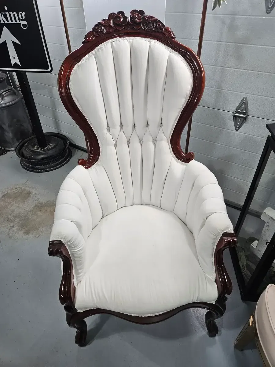 Norma wood and white fabric chair