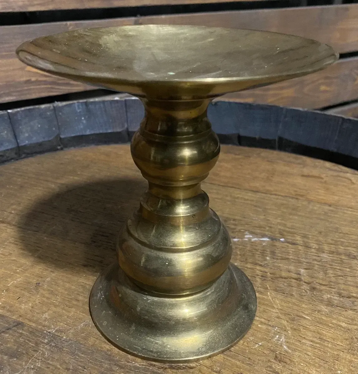 Bethany brass plate top candle holder 6” tall