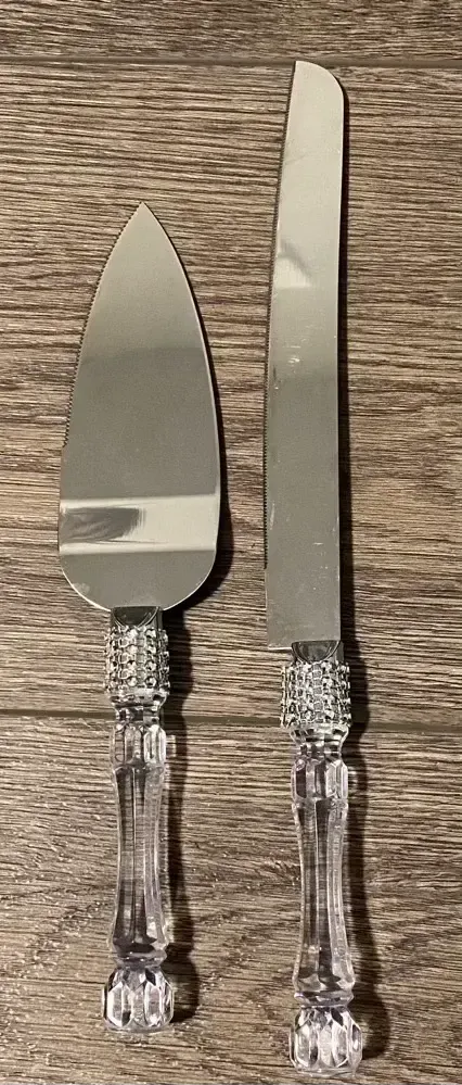 Cake knife and server set - Crystal beaded handle