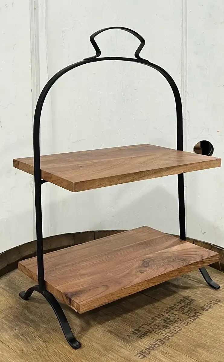 Timber 2 tiered wooden serving stand