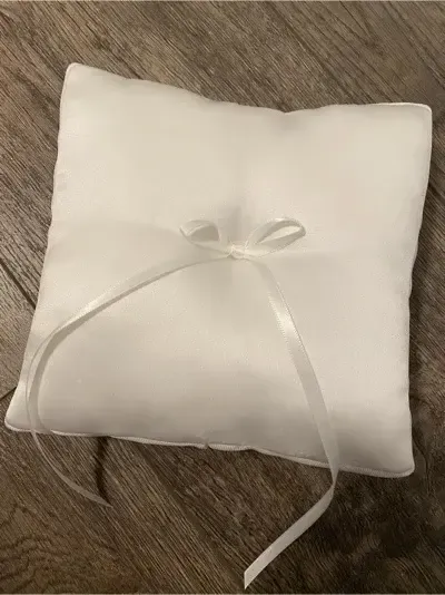 Satin white ring pillow