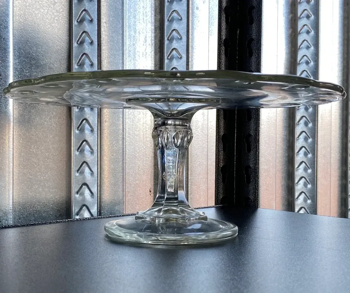 Vintage glass round teardrop cake pedestal