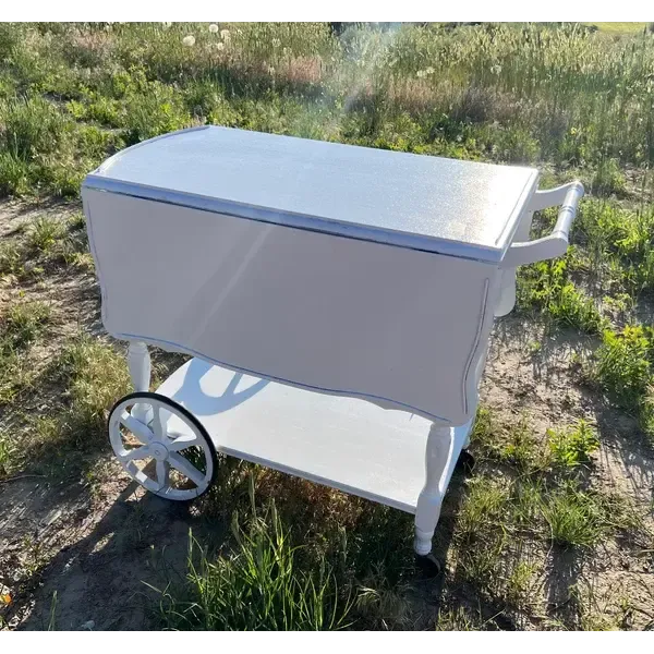 White vintage service cart