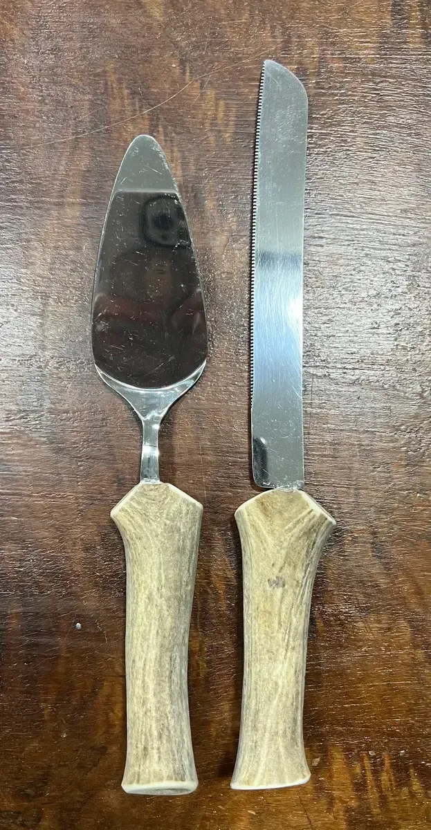 Cake knife and server set - Y antler handle