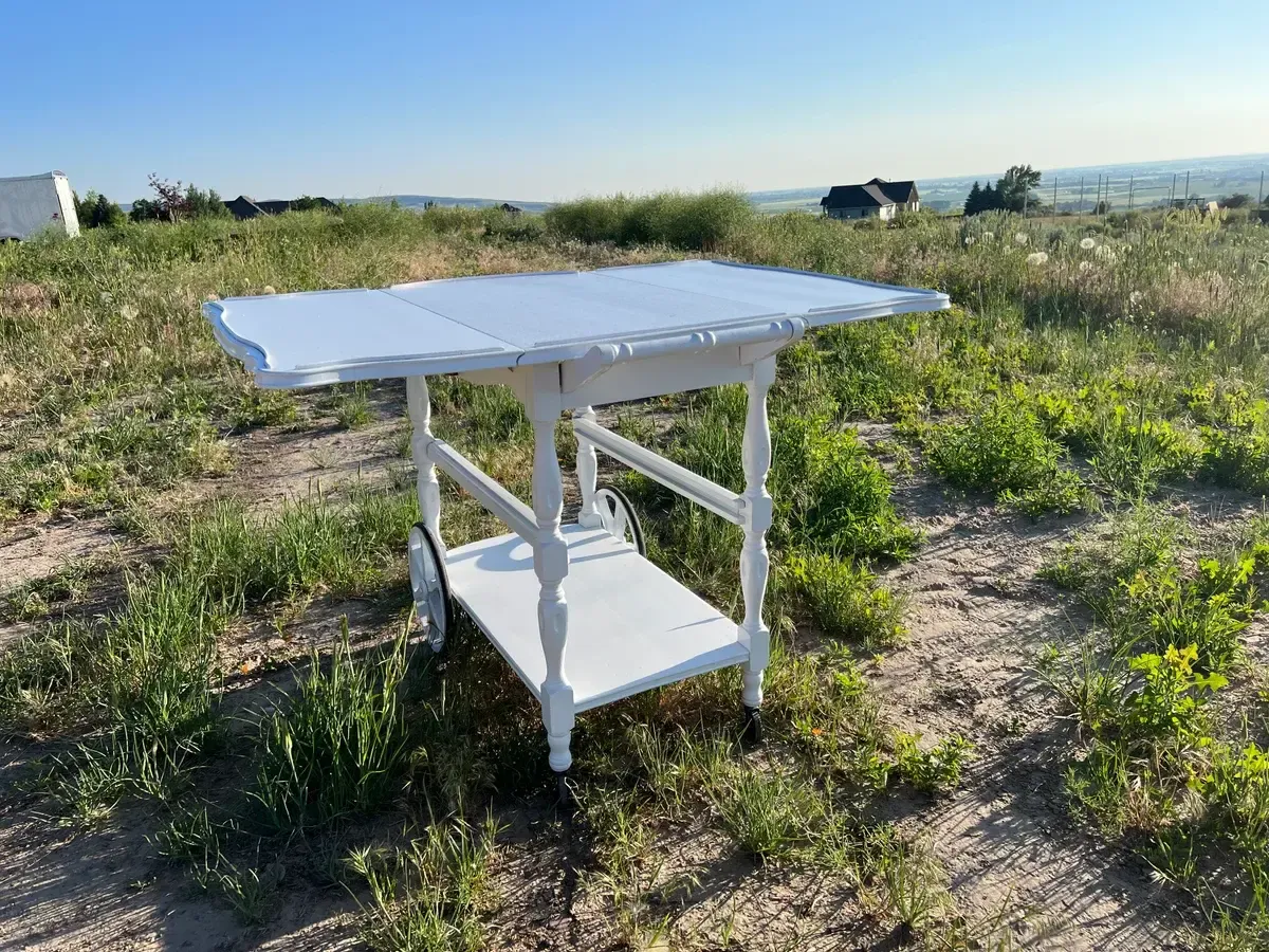 White vintage service cart