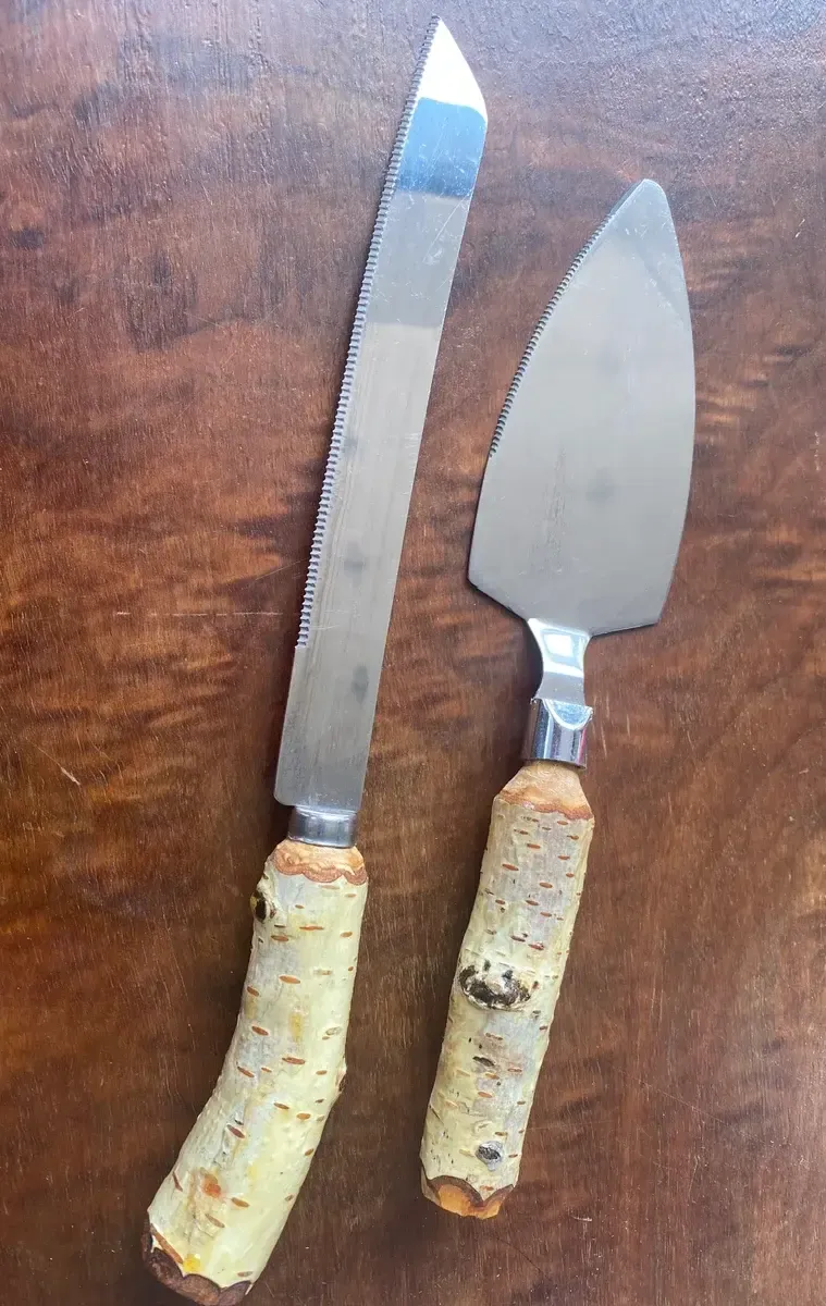 Cake knife and server set- Birch handle