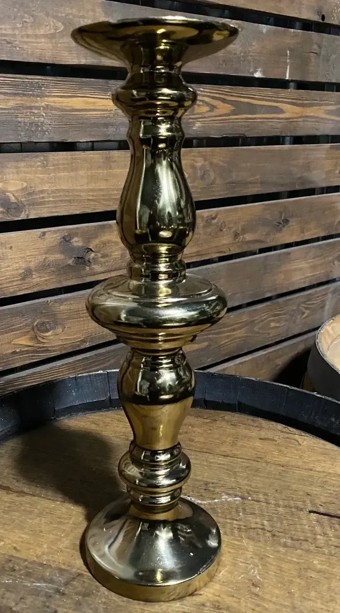 Brass turned candlestick Large