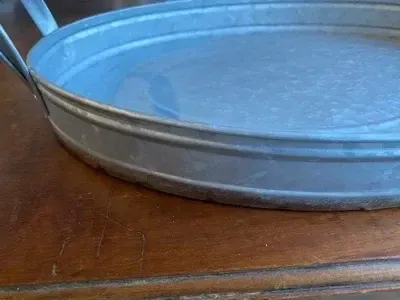 Oval galvanized serving platter