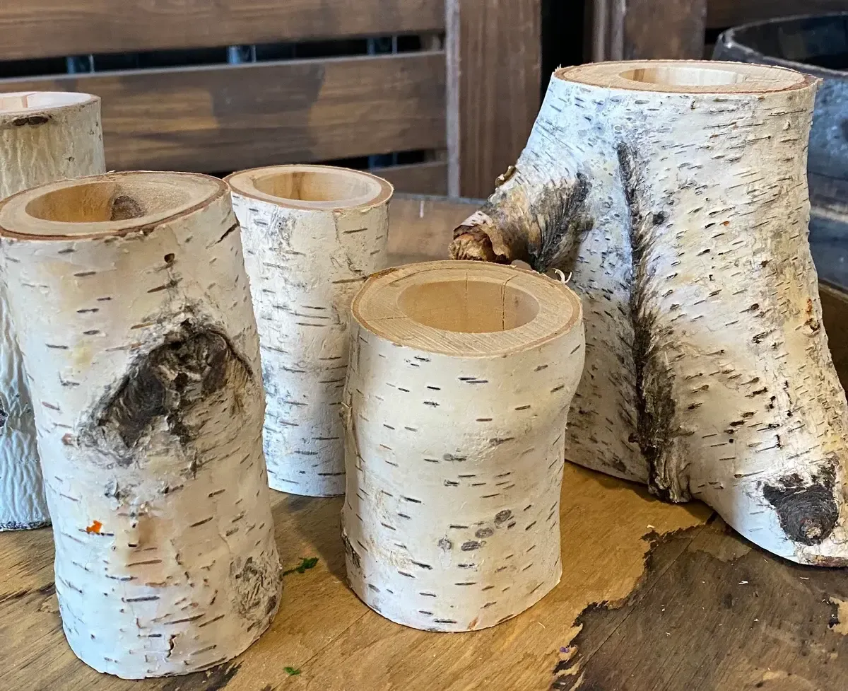 Real birch wood candle holders 3.5"-6"