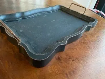 Serving tray- black wooden scroll