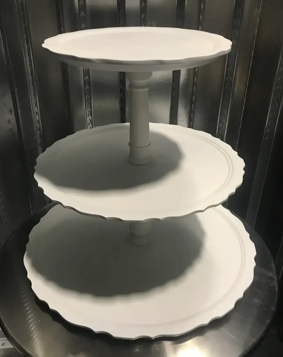 Mildred 3 tiered white wooden tray