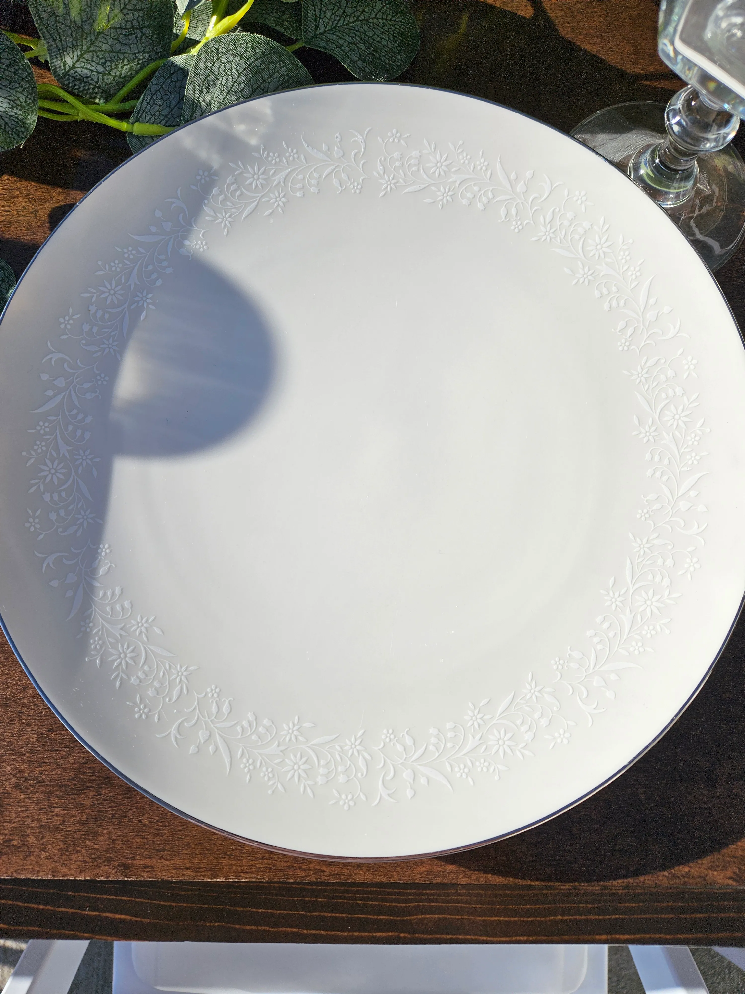 White floral plates