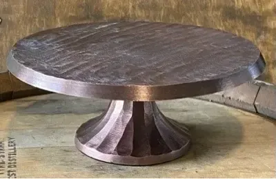 Tribal hammered copper cake stand