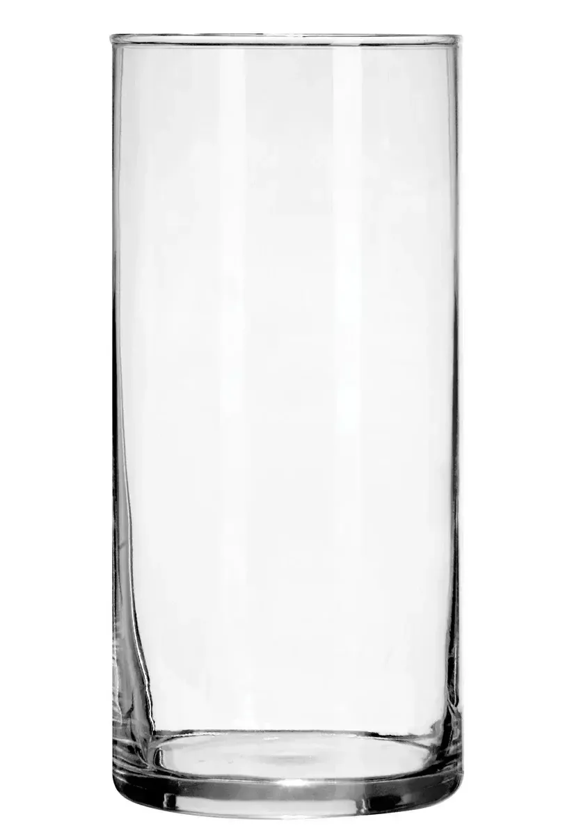 Cylindrical glass vase 12"