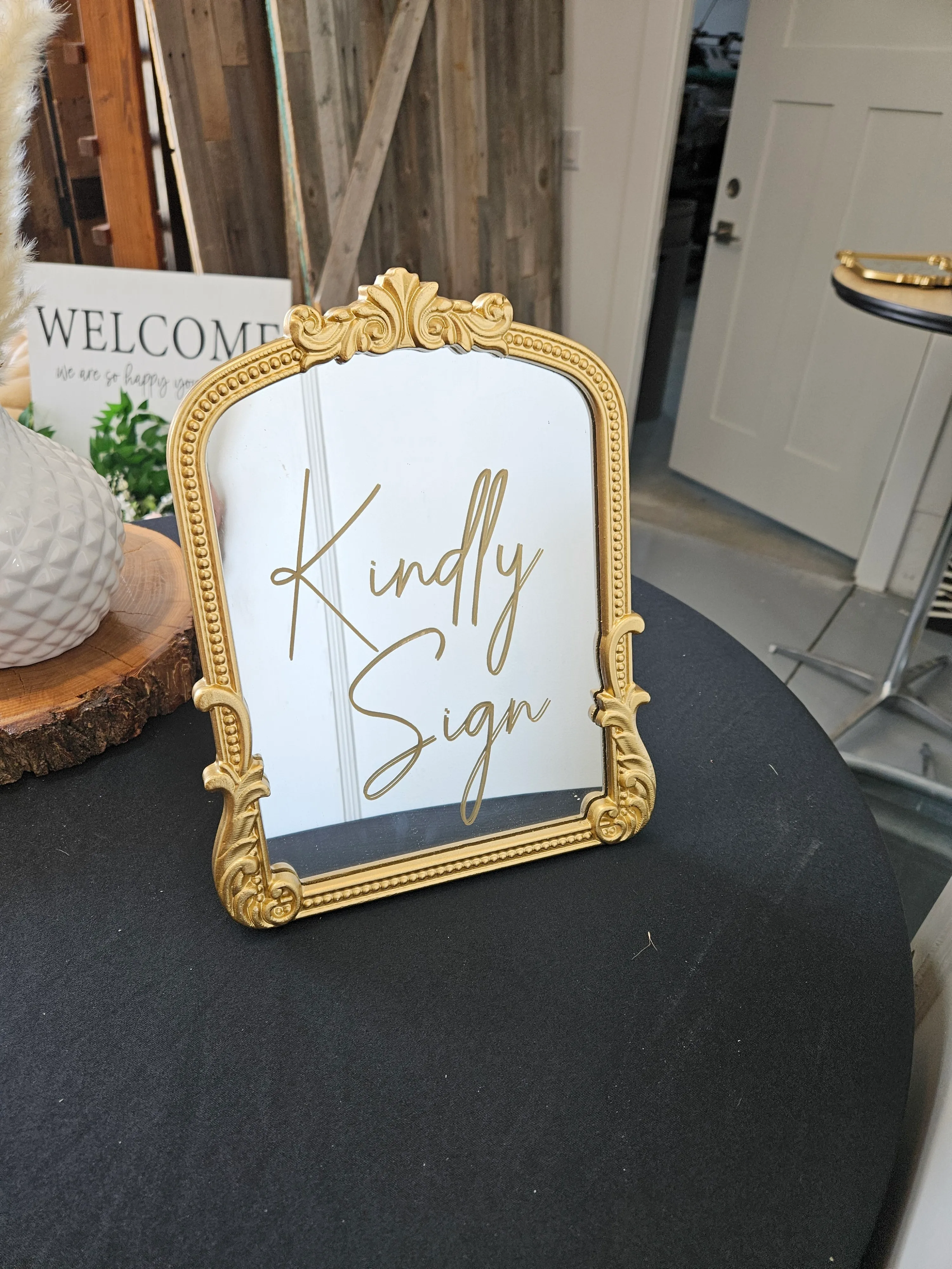 Kindly sign gold frame