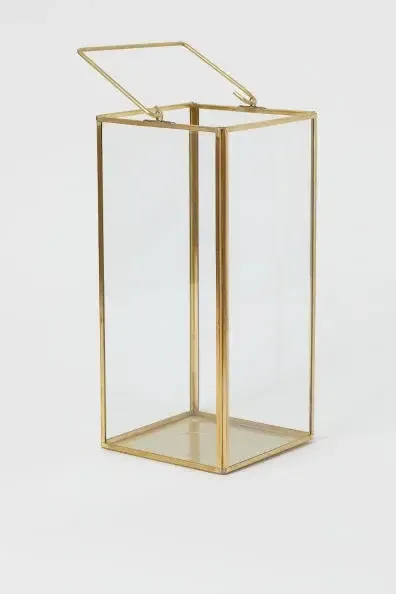 Joann gold square lantern -7"