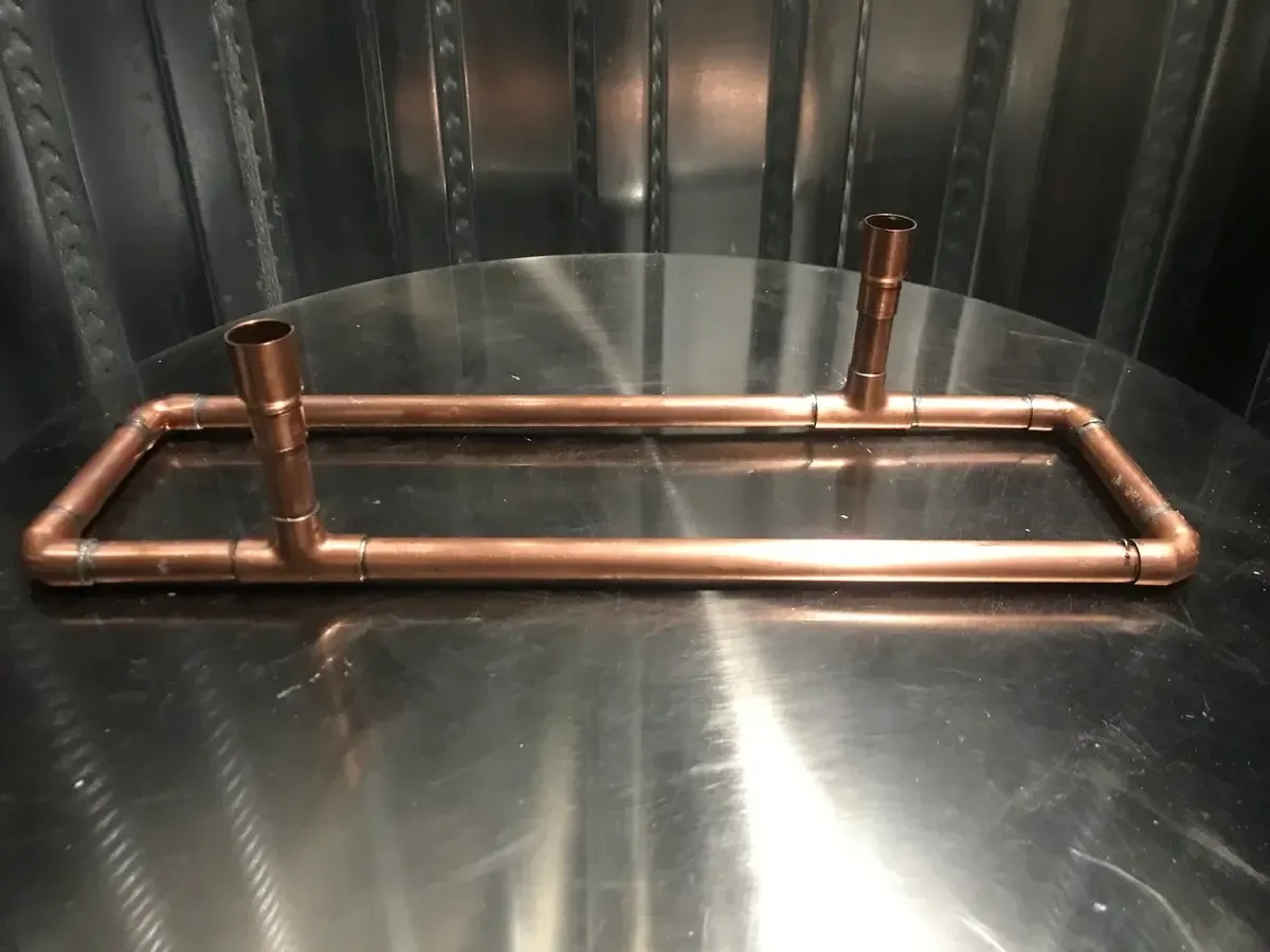 Copper oblong double candlestick